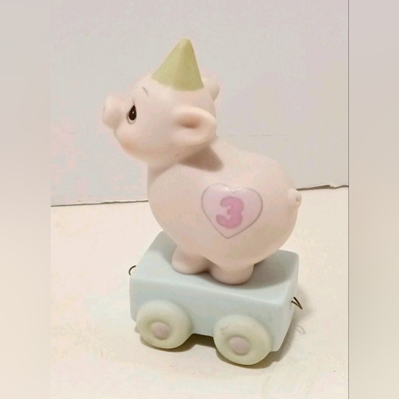 Precious Moments Pig 3rd Birthday Train Figurine 15954 1985 No Box - Picture 2 of 5